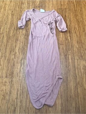 kate quinn Dusty Pink Ribbed Knotted Bodysuit